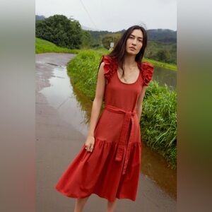NWT Anthropologie Nation LTD Everly Frilly Dress in Cayenne— Women’s Small